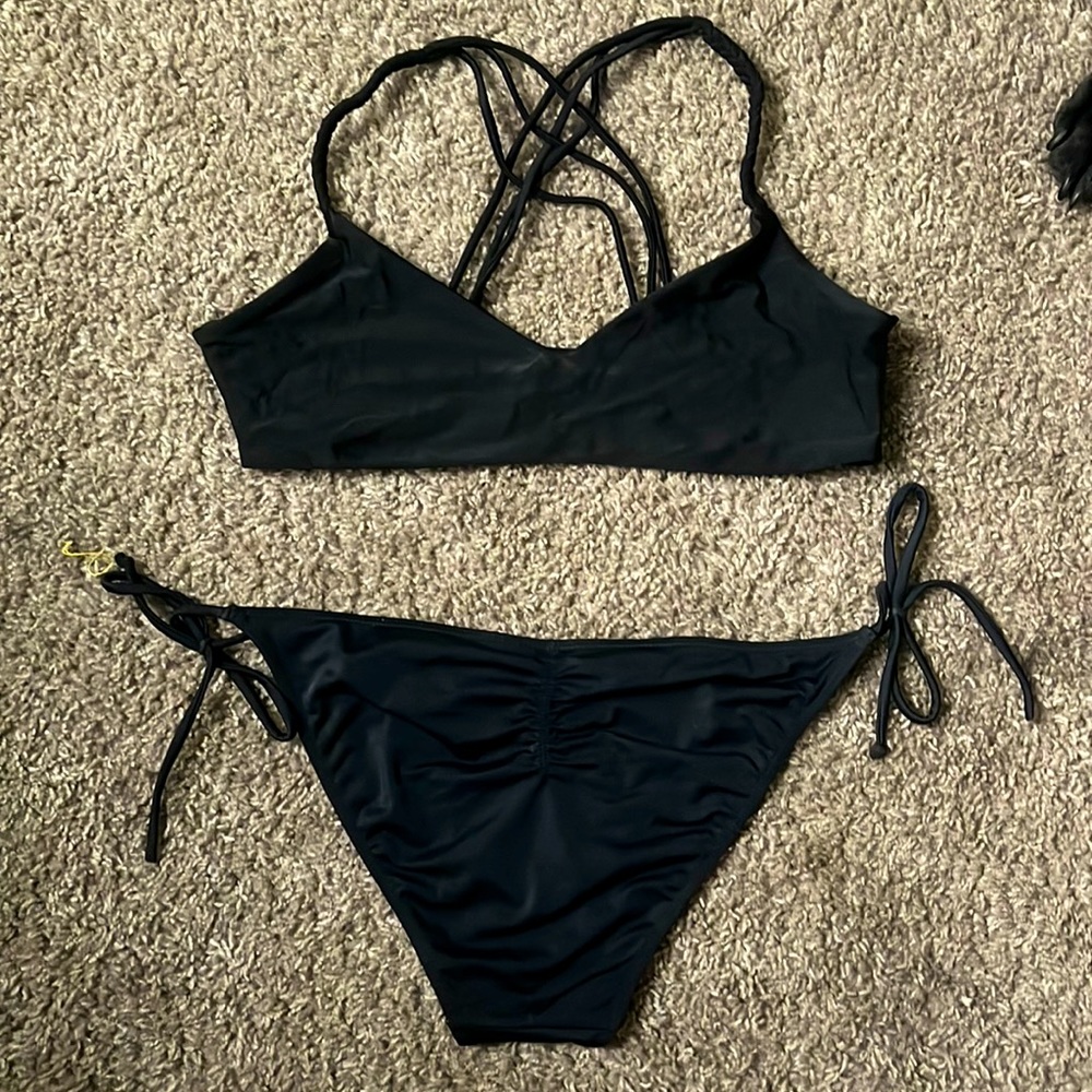 PACSUN all black bathing suit set FOR SALE